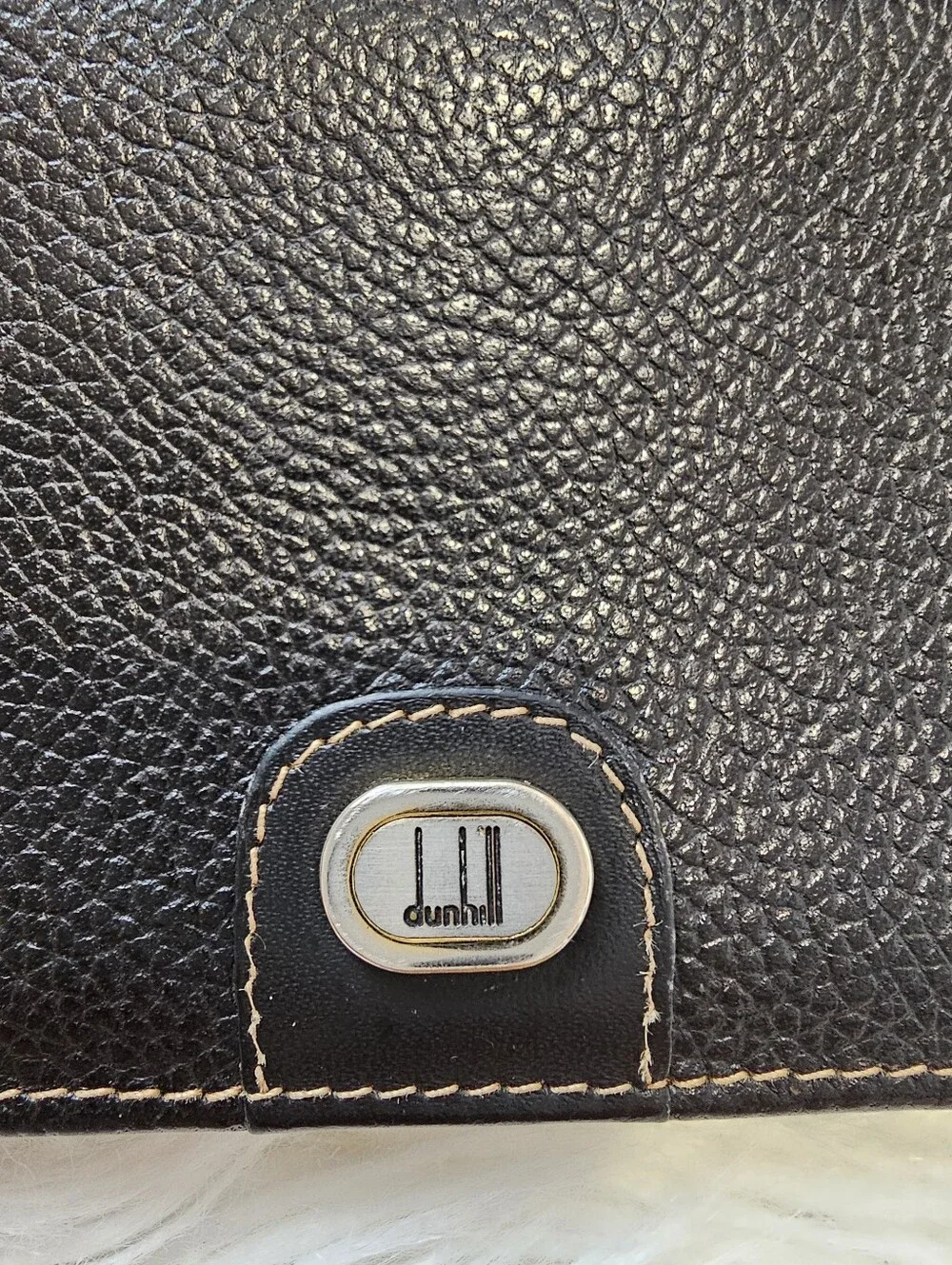 Dunhill Black Leather Long Wallet with Silver Accent preloved